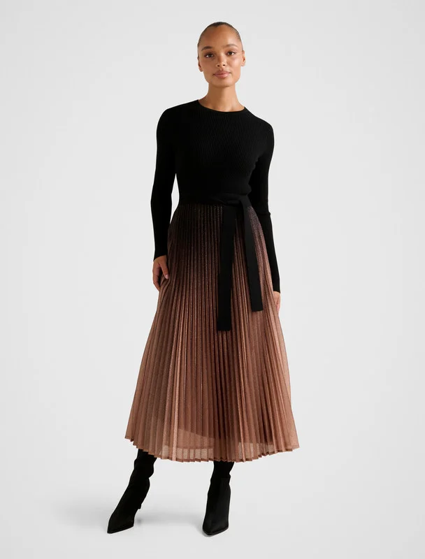 CELINA Ombre Metallic Midi Dress